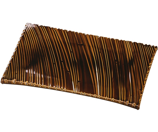 福井クラフト 33cm しのぎ波彫皿 アメ釉塗 51060740 1個（ご注文単位1個）【直送品】