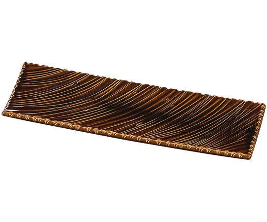 福井クラフト 34cm しのぎ波彫皿 アメ釉塗 51060720 1個（ご注文単位1個）【直送品】