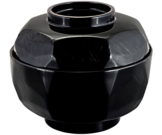 福井クラフト 5寸 荒彫亀甲丸丼 黒内朱(蓋親) 42010730 1個（ご注文単位1個）【直送品】