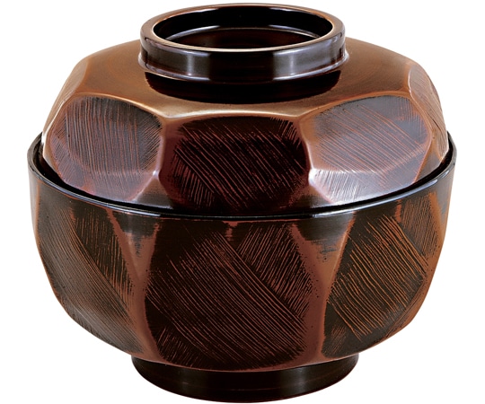 福井クラフト 5寸 荒彫亀甲丸丼 栃内黒(蓋親) 42010760 1個（ご注文単位1個）【直送品】