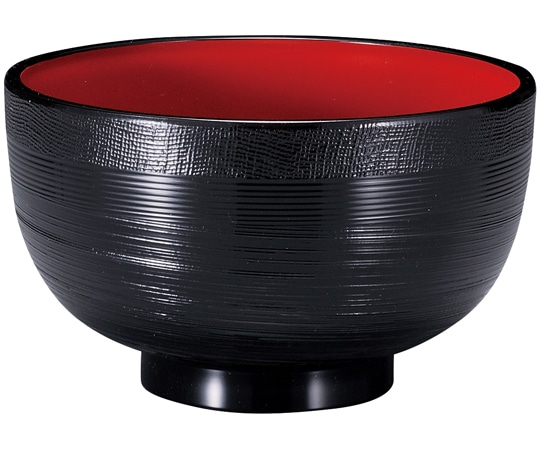 福井クラフト TA4.5寸 布目乱筋丼 黒内朱 41000580 1個（ご注文単位1個）【直送品】
