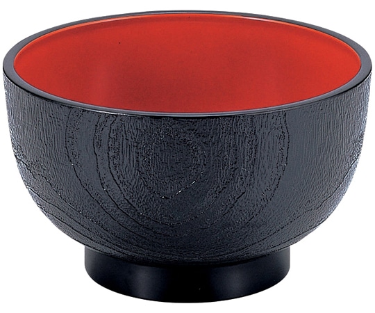 福井クラフト 5寸 桐木目丼 黒内朱 45014490 1個（ご注文単位1個）【直送品】