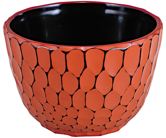 福井クラフト 木彫亀甲丼 柿朱内黒 21409090 1個（ご注文単位1個）【直送品】