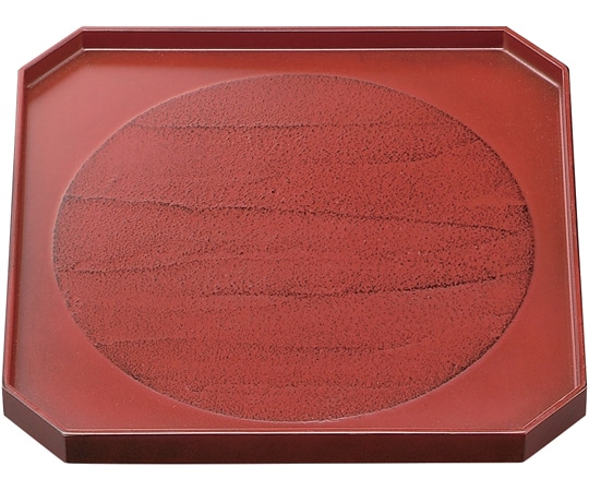 福井クラフト 木)9寸 角隅切盆 日の丸根来 50411330 1個（ご注文単位1個）【直送品】