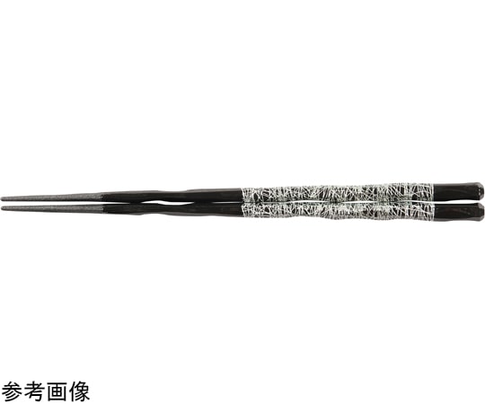 福井クラフト PBT24.0cm 六角一刀彫箸 黒/銀乱糸 30010770 1個（ご注文単位1個）【直送品】
