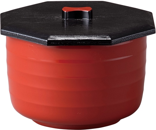 福井クラフト 八角ロクロ目飯器 大)蓋黒/親朱(内朱) 30049130 1個（ご注文単位1個）【直送品】