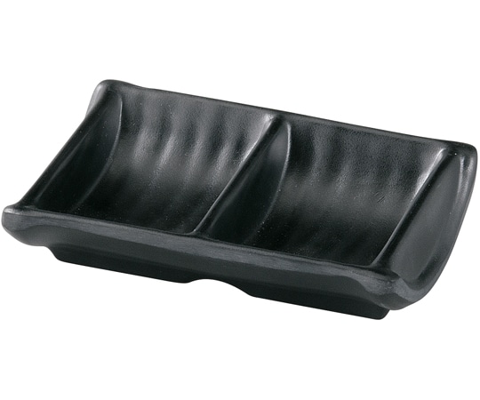 福井クラフト メラミン 12.1 樽割内筋二ツ切皿 黒マット 51025460 1個（ご注文単位1個）【直送品】