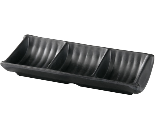 福井クラフト メラミン 18.5 樽割内筋三ツ切皿 黒マット 51025470 1個（ご注文単位1個）【直送品】