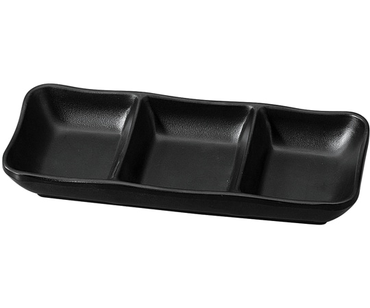 福井クラフト メラミン 19.4 ひねり隅丸三ッ切皿 黒マット 75005840 1個（ご注文単位1個）【直送品】