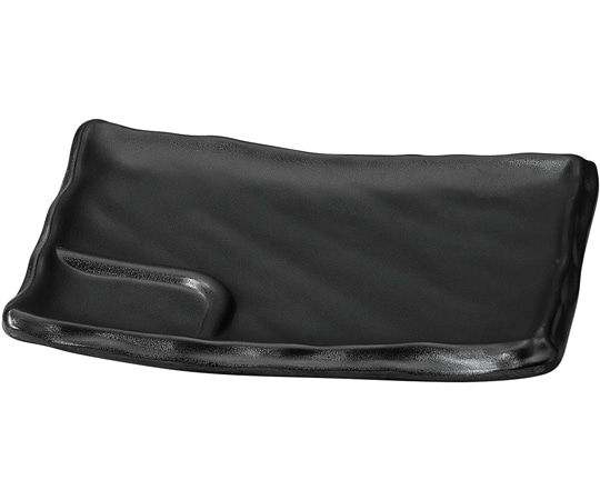 福井クラフト メラミン 17.5 ひねり厚渕タレ付皿 黒マット 75005860 1個(ご注文単位1個)【直送品】