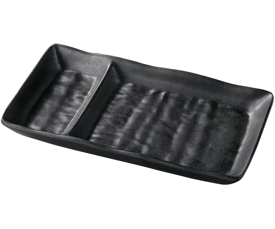 福井クラフト メラミン 17.8 ひねりタレ付ナタ目長角皿 黒マット 51025530 1個（ご注文単位1個）【直送品】