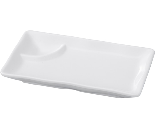 福井クラフト メラミン 19.8 雅タレ付波渕長角皿 白グロス 51025560 1個（ご注文単位1個）【直送品】