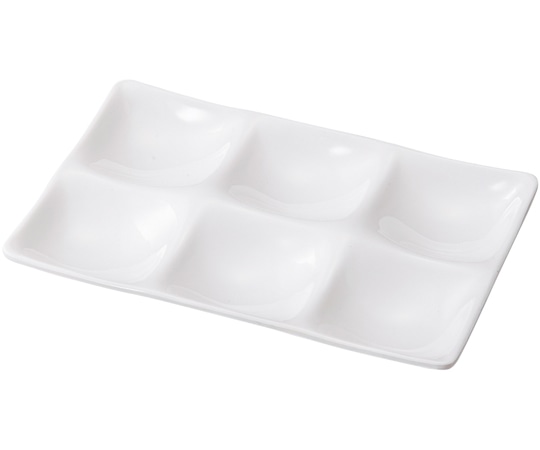 福井クラフト 25cm 長角メラミン 6点プレートホワイト 51407690 1個（ご注文単位1個）【直送品】