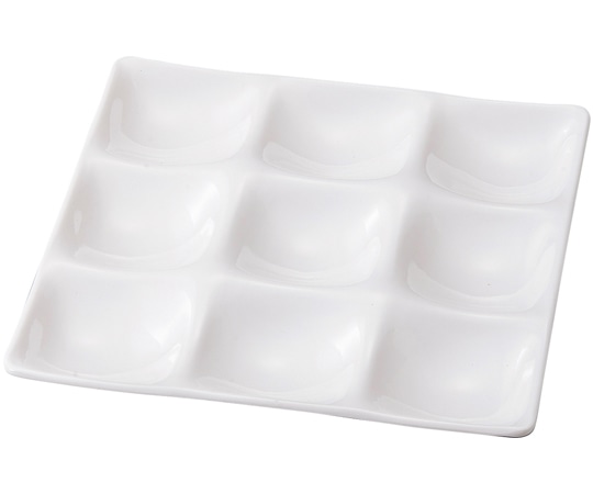 福井クラフト メラミン 25cm 正角 9点プレートホワイト 51407680 1個（ご注文単位1個）【直送品】