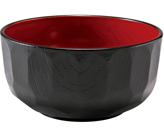 福井クラフト A5寸 亀甲丼鉢 黒内朱 41000620 1個（ご注文単位1個）【直送品】