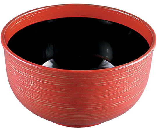 福井クラフト 耐熱6寸 うどん丼 朱カスミ 内黒 38020730 1個（ご注文単位1個）【直送品】