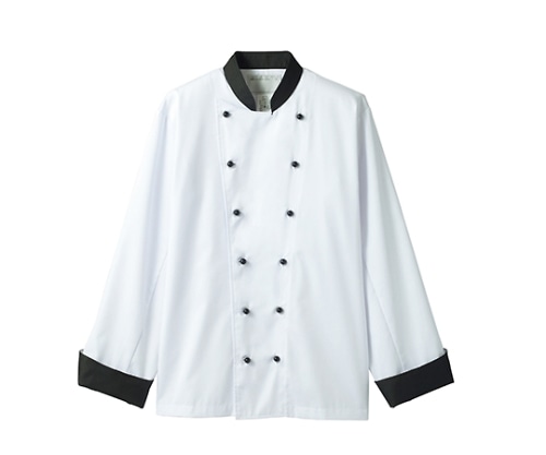 住商モンブラン コックコート 男女兼用 長袖 白/黒 6-715 3L 1枚（ご注文単位1枚）【直送品】