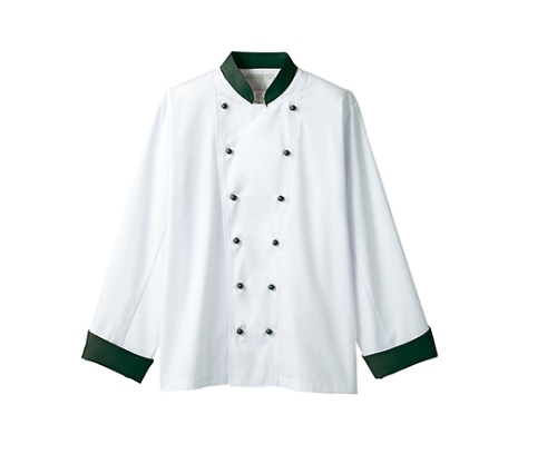 住商モンブラン コックコート兼用長袖 白/ボトルグリーン 6-725 M 1枚（ご注文単位1枚）【直送品】