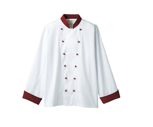 住商モンブラン コックコート 兼用 長袖 白/ワイン 6-727 L 1枚（ご注文単位1枚）【直送品】