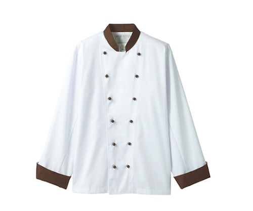 住商モンブラン コックコート 兼用 長袖 白/ブラウン 6-729 LL 1枚（ご注文単位1枚）【直送品】