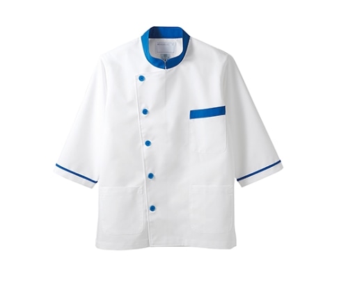 住商モンブラン 調理衣 男女兼用 7分袖 白/ブルー 6-813 S 1枚（ご注文単位1枚）【直送品】