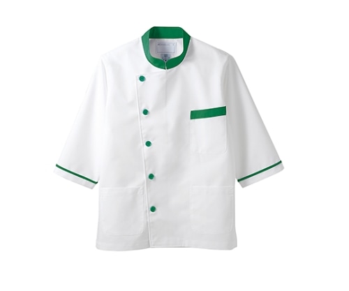 住商モンブラン 調理衣 男女兼用 7分袖 白/グリーン 6-815 L 1枚（ご注文単位1枚）【直送品】