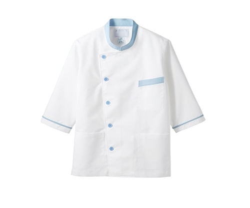 住商モンブラン 調理衣 男女兼用 7分袖 白/サックス 6-817 L 1枚（ご注文単位1枚）【直送品】