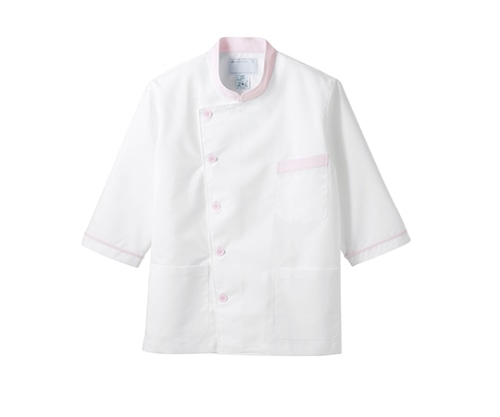 住商モンブラン 調理衣 男女兼用 7分袖 白/ピンク 6-819 LL 1枚（ご注文単位1枚）【直送品】