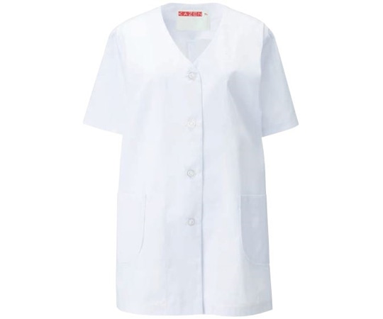 KAZEN 女子衿なし調理衣半袖 白 5L 332-30 5L 1枚（ご注文単位1枚）【直送品】