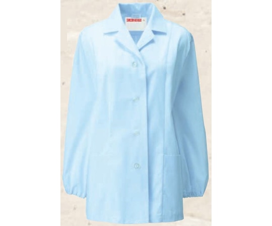 KAZEN 女子衿付調理衣 長袖 サックス S 335-31 S 1枚（ご注文単位1枚）【直送品】