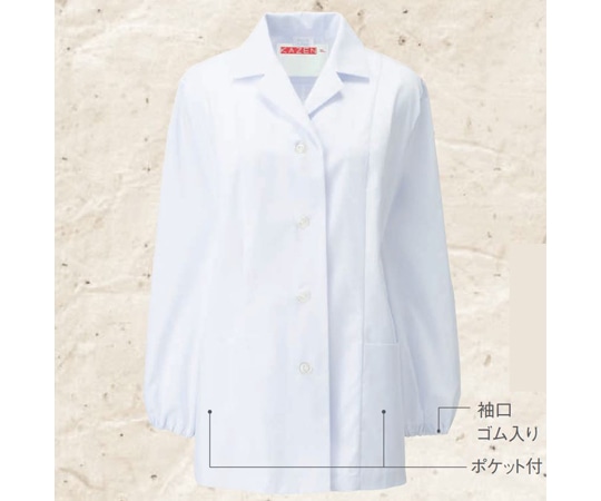 KAZEN 女子衿付調理衣 長袖 白 LL 335-30 LL 1枚（ご注文単位1枚）【直送品】