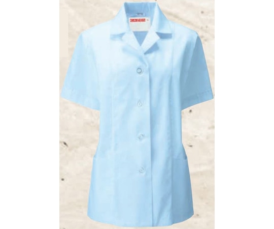 KAZEN 女子衿付調理衣 半袖 サックス L 337-31 L 1枚（ご注文単位1枚）【直送品】