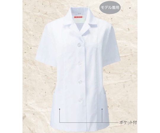 KAZEN 女子衿付調理衣 半袖 白 L 337-30 L 1枚（ご注文単位1枚）【直送品】