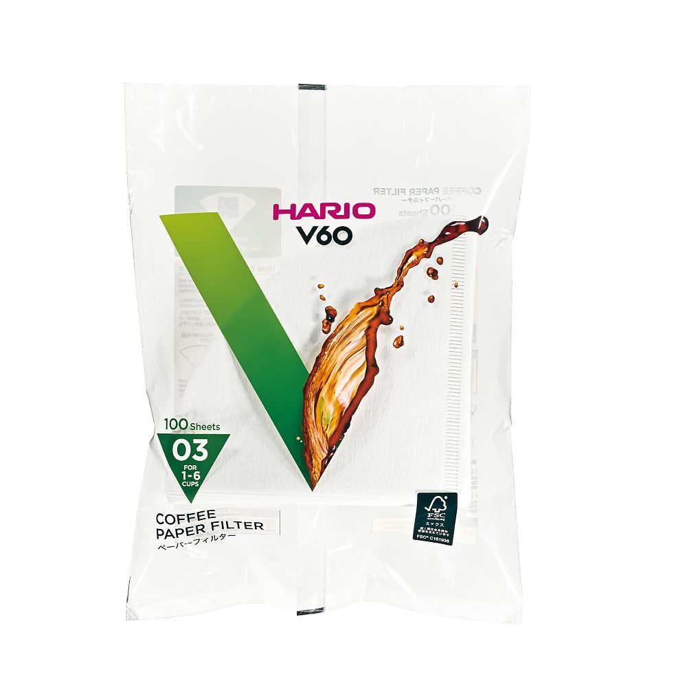 HARIO V60用ペーパーフィルター03W 100枚入り 10袋セット VCF-03-100W 1箱（ご注文単位1箱）【直送品】