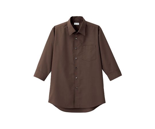 FACE メンズ開襟七分袖シャツ ブラウン M FB5044M-5 M 1枚（ご注文単位1枚）【直送品】