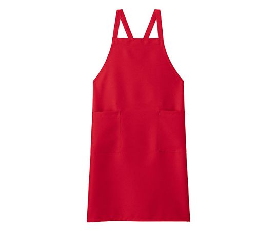 FACE 胸当てエプロン レッド フリー FK7168-3 1枚（ご注文単位1枚）【直送品】