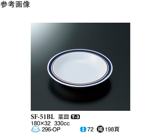 スリーライン 菜皿 ブルーライン 80個入 SF-51BL 1ケース（ご注文単位1ケース）【直送品】
