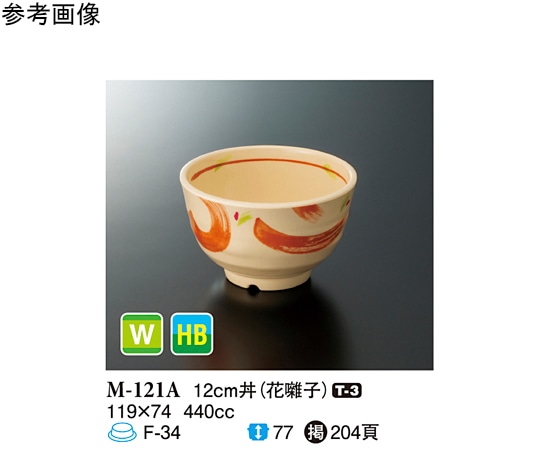 スリーライン 12cm 丼 花囃子 5個入 M-121A 1袋（ご注文単位1袋）【直送品】