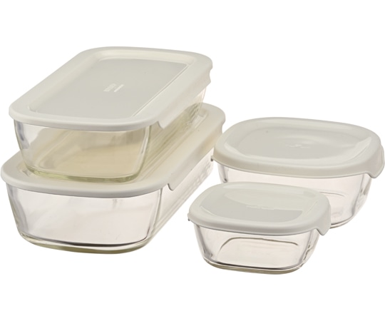 HARIO スタッキング耐熱ガラスコンテナ 4個入 KSTL-4004-OW 1箱（ご注文単位1箱）【直送品】
