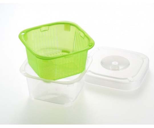 川﨑合成樹脂 角型ボウル&ザル グリーン MW-031 1個（ご注文単位1個）【直送品】