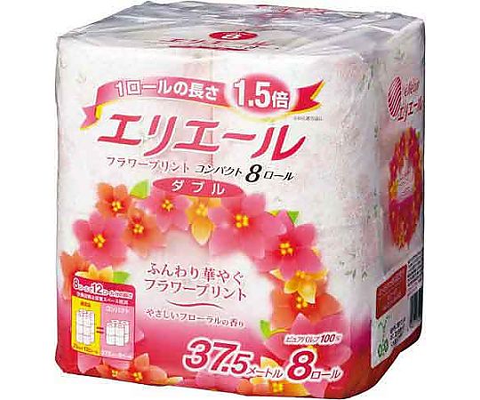 エリエール(大王製紙) フラワープリント ダブル37.5m 8個 823298 1パック(ご注文単位1パック)【直送品】