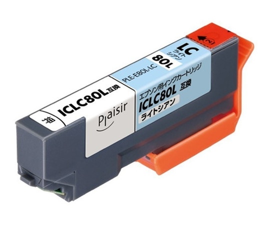 プレジール 互換インクカートリッジ EPSON用 ICLC80L対応 ライトシアン PLE-E80L-LC 1個(ご注文単位1個)【直送品】