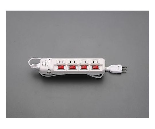 エスコ AC125V/15Ax 2m タップ(4口・個別スイッチ・雷サージ) EA815GL-333A 1個(ご注文単位1個)【直送品】