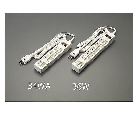 エスコ AC125V/15Ax 2m タップ(4口・個別・集中SW/白) EA815GM-34WA 1個(ご注文単位1個)【直送品】