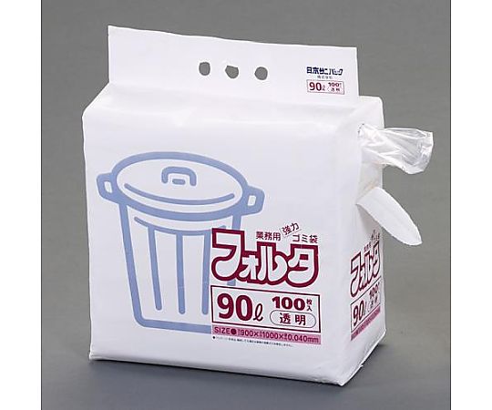 アズワン 900x1000mm/90L ごみ袋(透明/100枚) EA995AD-293 1パック(ご注文単位1パック)【直送品】