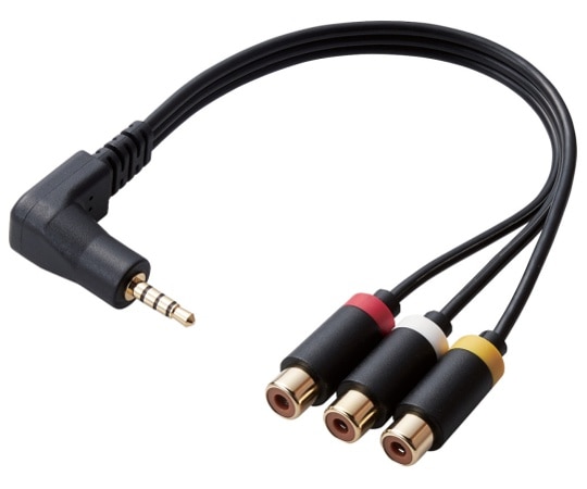 エレコム L型ミニプラグ(4極)-RCAピンジャック変換ケーブル DH-MLWRYF015BK 1本(ご注文単位1本)【直送品】