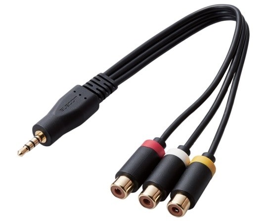 エレコム ストレート型ミニプラグ(4極)-RCAピンジャック変換ケーブル DH-MWRYF015BK 1本(ご注文単位1本)【直送品】