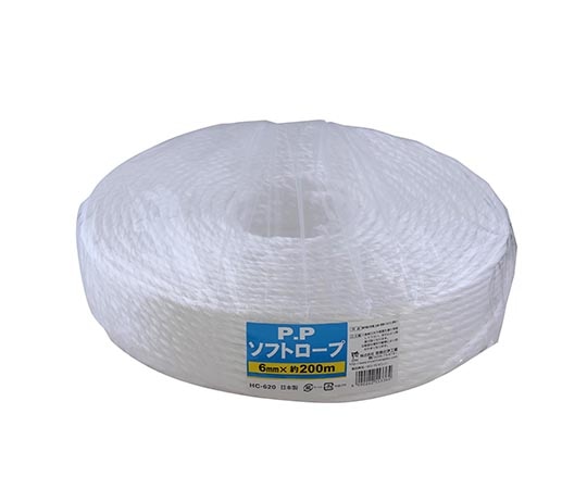 宮島化学工業 PPソフトロープ 白 6mm×200m HC620 1巻(ご注文単位1巻)【直送品】
