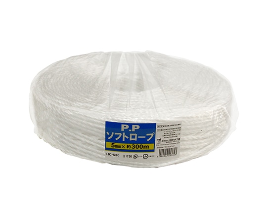宮島化学工業 PPソフトロープ 白 5mm×300m HC530 1巻(ご注文単位1巻)【直送品】