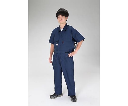 エスコ [4L] 空調継ぎ作業服(送風ファン付/半袖ネイビー) EA996AM-105 1セット(ご注文単位1セット)【直送品】